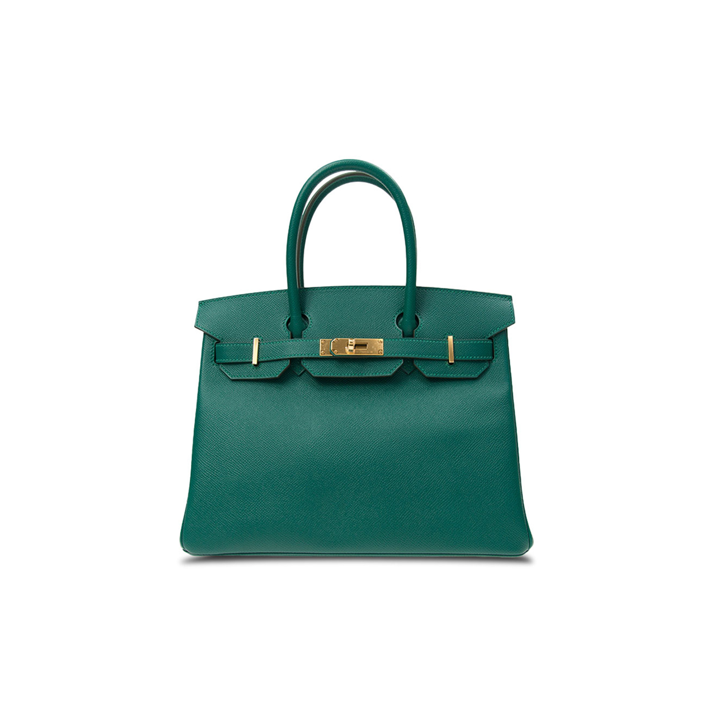 HERMES BIRKIN 30 EPSOM LEATHER PEACOCK GREEN GOLD BUCKLE BAG H028369CCZ6 (30*23*15cm)